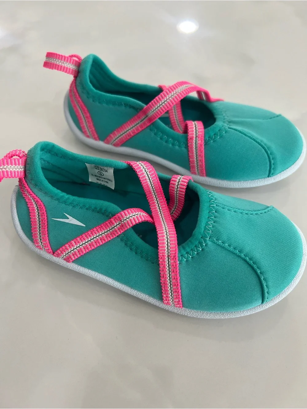 Speedo - Girls Mary Jane Water Shoes - Turquoise/Pink - Small (5-6)